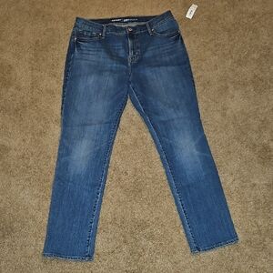 Old Navy Blue Straight Leg Jeans Curvy Profile Midrise 10 Short